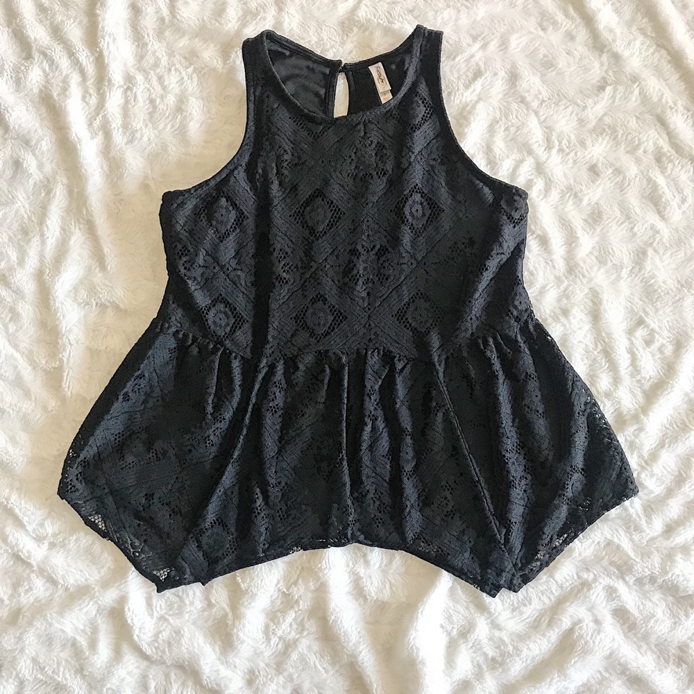 Lace Black Peplum Tank